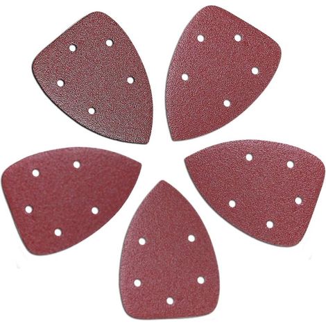 50 pezzi di carta abrasiva a 5 fori per levigatrici triangolari, 90 x 140 mm, grana 40/60/80/100/120, fogli abrasivi in ossido di alluminio, ideali per levigatura/lucidatura.