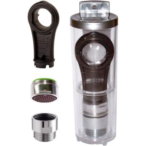 Set risparmio idrico totale composto da raccordo doccia, aeratore lavabo e bidet chiave di montaggio (1/3)