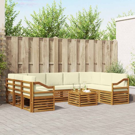vidaXL Outdoor-Sofagarnitur 10 Stk. Natur und Creme (1/5)