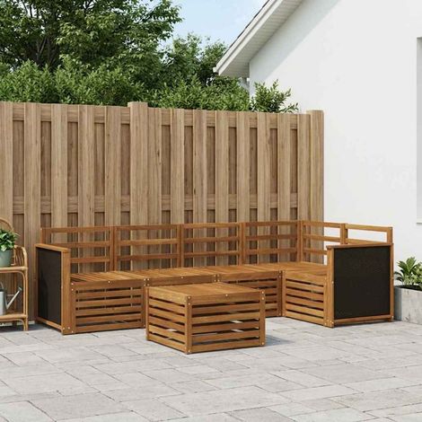 vidaXL Ecksofa Set 5 pcs Natur Massivholz Akazie (1/5)
