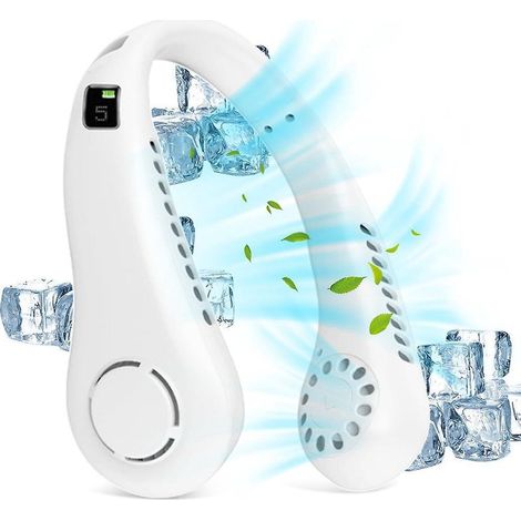 Ventilateur portable à 5 vitesses, sans pales, avec affichage numérique, à porter autour du cou, batterie de 2600 mAh, pour une climatisation confortable (1/5)