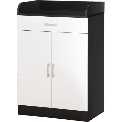 Mobiletto da cucina avec tiroir en bois MDF 60x40x90cm blanc noir