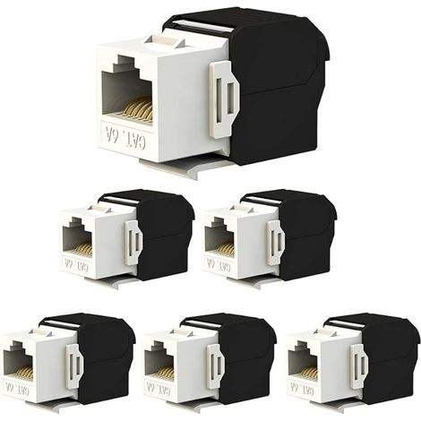 6 Pièces 180 degrés RJ45 CAT6A Keystone Jack, prise Keystone sans outil (1/5)