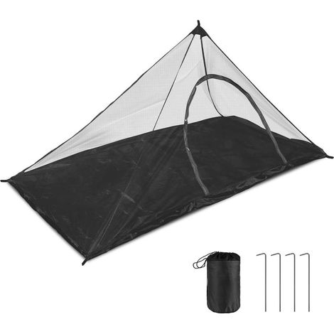 Moustiquaire de camping noire 220 x 120 x 100 cm, légère et portable, idéale pour les voyages, l'extérieur, avec fermeture éclair, idéale pour le camping, la randonnée (1/5)