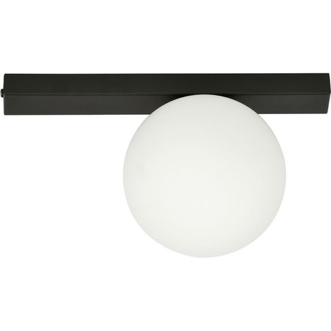 Lampada a Soffitto Fit, Acciaio verniciato a polvere, Vetro, Nero, Bianco, 30x17x14 cm