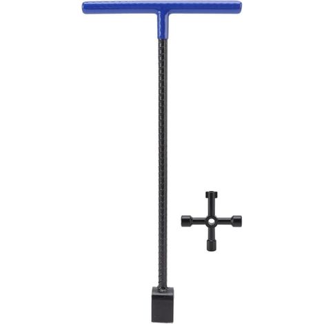 Llave para medidor de agua de acero multifunción   con mango en T y herramienta multiusos 4 en 1 para válvulas y grifos (1/5)