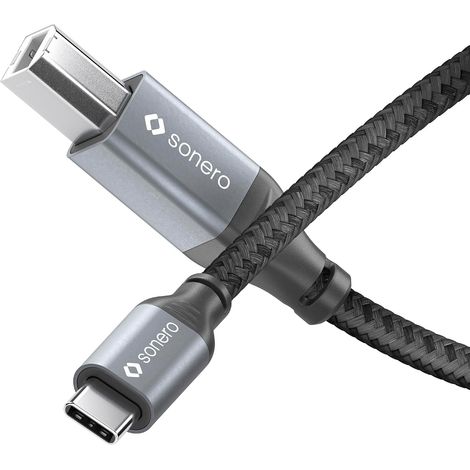 Câble USB 2.0, câble de connexion, câble d'imprimante, fiche C vers fiche B, 480 Mo/s, gris sidéral/noir, 1,00 m (1/5)