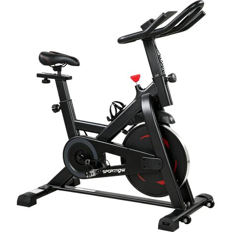 Cyclette 111,5x52,5x114,5 cm Stazionaria con APP Resistenza Magnetica 0-100% in Acciaio Nero (1/5)