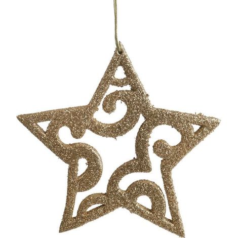 Ciondolo decorativo a forma di stella traforata con glitter, 11 cm (1/3)