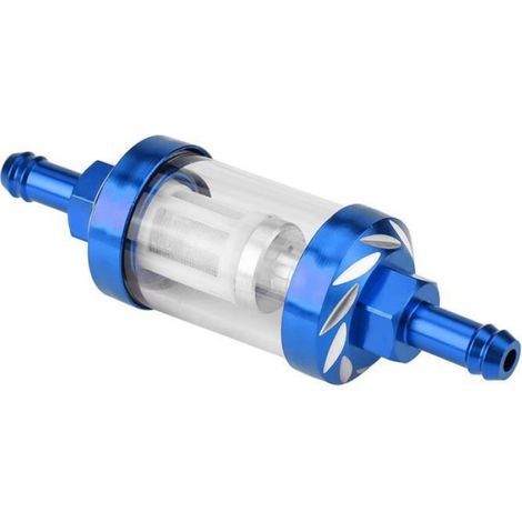 8mm Remplacement de filetage de filtre à essence de mazout en verre en métal pour la moto (bleu) - (1/4)