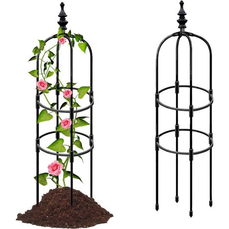 Filiyano – support pour plantes grimpantes – Tuteur en forme d'obélisque, support pour plantes grimpantes d'extérieur en forme d'arche, noir, 120 cm (1/5)