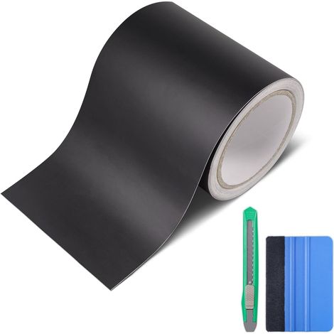 Covering Carbone Noir Mat 13 x 900 cm + Outils, Film Covering Voiture, Applicable à Protection Seuil de Porte Voiture des Bords des Autos, Motos et Vélos (1/5)
