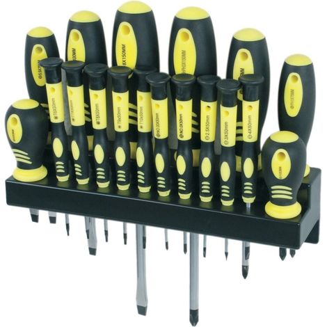 Juego Destornilladores Con Soporte De Pared Planos, Estrella, Torx