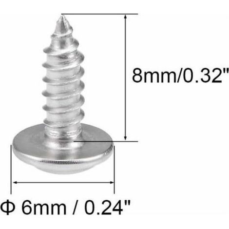 2,6x8mm Vis auto-taper à la tête de la casserole Phillips avec une vis de laveuse 304 Fixations d'acier inoxydable Boulons 50pc (1/4)