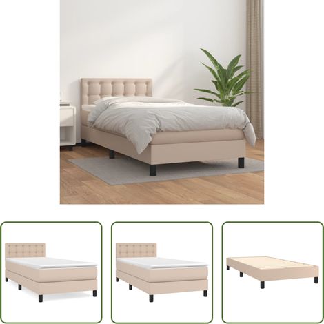 vidaXL Matelas ensaché - Sommier à lattes de lit avec matelas Cappuccino 100x200 cm (1/5)