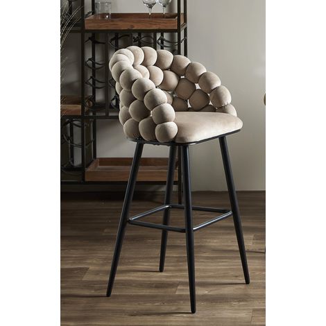 Tabouret de bar en velours beige Nimpha 54x45x109 cm (1/3)