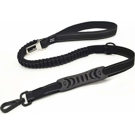 Laisse Chien Anti Traction Laisse de Sécurité Voiture pour Chien Petit Moyen Gros en Nylon Solide Réfléchissante(110CM Noir) (1/5)