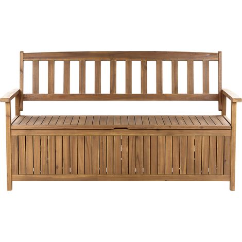 Banco de jardín de madera de acacia clara 160 cm 3 plazas almacenaje Sovana (1/5)
