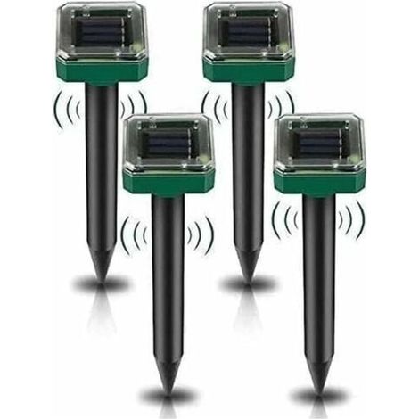 Taupe Solaire Ultrason, 4 Pices Solar Rpulsif Ultrasons, Solaire Repulsif Taupe, Rpulsif Serpent Ultrason, IP65 Impermable Rrpulsif Souris Repeller Exterieur Anti Gopher, Serpent