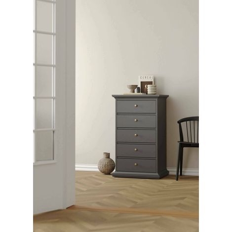Dmora - Cajonera Pechino, Cómoda multiusos, Cómoda de dormitorio, Gabinete con cajones, 63x49 h105 cm, Gris (1/5)