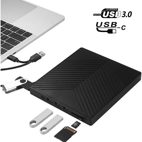 lecteur Cd/dvd Externe Usb 3.0/type-c ,noir (1/5)