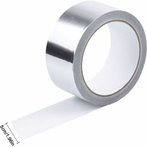Nastro adesivo in alluminio argentato Bardusch, impermeabile, resistente alle alte temperature, rinforzato, 50 mm x 20 m per tubi di ventilazione. (1/4)