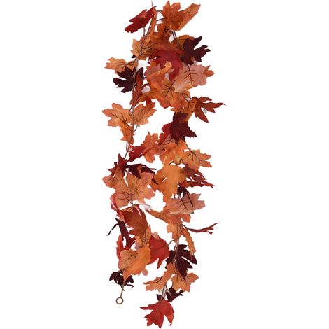 Dekorative künstliche Ahorngirlande mit Herbstblättern für Thanksgiving und Halloween, doppelter künstlicher Ahornzweig aus Rattan, Typ C (1/5)