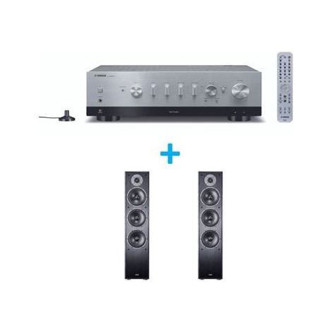 Amplificateur Hi-Fi Yamaha R-N800A Argent + une paire d'enceintes colonne Magnat Monitor S70 Noir