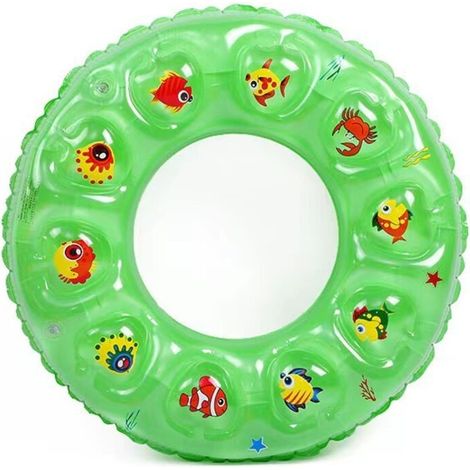 New double-layer thick inflatable swim ring for children, crystal ring, double air swimming toy, green (1/2)
