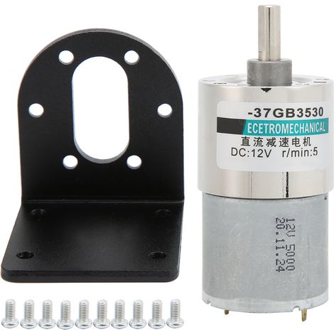 Moteur à engrenages DC 12V XD37GB3530, micro moteur à faible vitesse et couple élevé, aimant permanent, support inclus (5 tr/min) (1/5)
