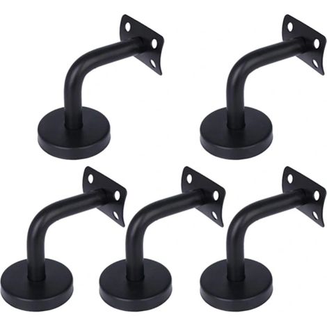 Ensemble de 5 supports de rambarde, support de rambarde noir, support de rambarde en acier inoxydable. (1/5)