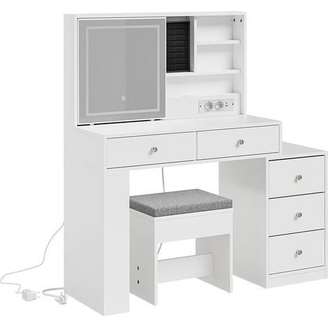 SoBuy Escritorio para ordenador con 5 cajones Blanco 120x40x127cm Moderno FWT114-E-W (1/5)