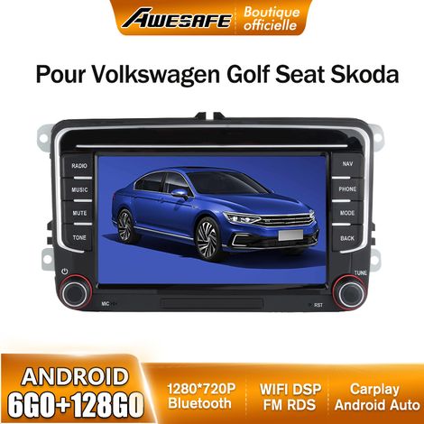 AWESAFE 4G Autoradio Android 13 pour VW Polo Passat Skoda Glof Seat 6Go+128Go avec 7'' écran Tactile Carplay Android Auto RDS GPS (1/5)