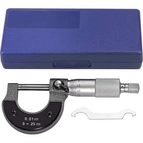 Micromètre extérieur précis Étrier Outil de mesure du diamètre extérieur Micromètre de 0 à 25 mm Graduation de 0,01 mm pour la réparation automatique et l'automobile (1/5)
