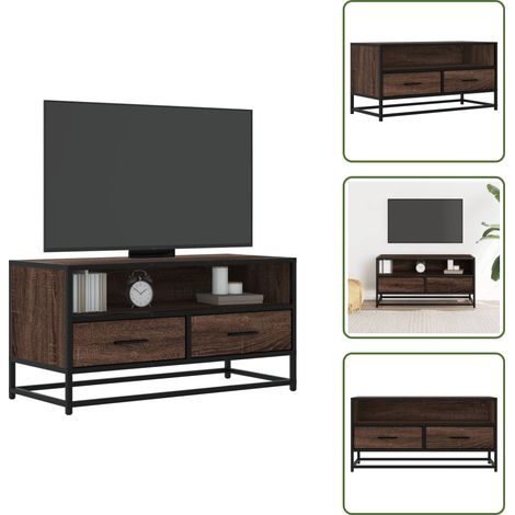 Mobile in metallo - vidaXL Mobile TV Rovere Marrone 80x34,5x40cm Legno Multistrato Metallo - Mobile in truciolato