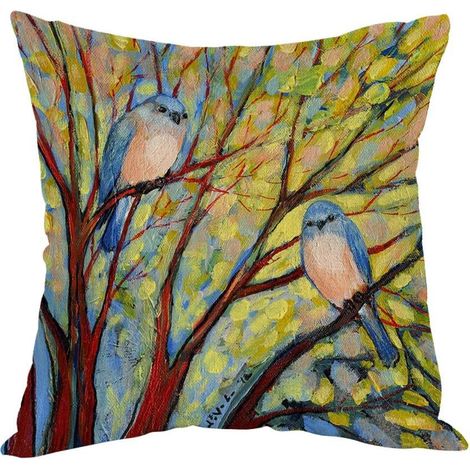 Lot de housses de coussin carrées décoratives à motifs de peinture à l'huile (1/5)