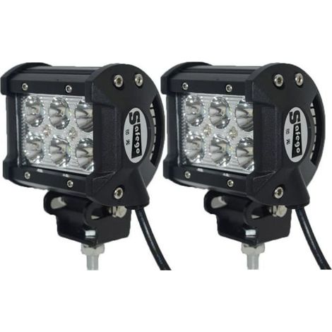2pcs 18W LED Cree barres de lumière voiture spot offroad camions de travail brouillard conduite lampe 4X4 4WD ATV 12V 24V (1/4)