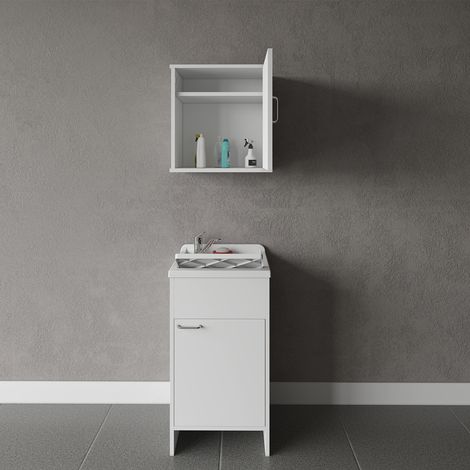 Composición para lavandería con mueble con puerta y armario suspendido Negrari COMP 1 (1/4)