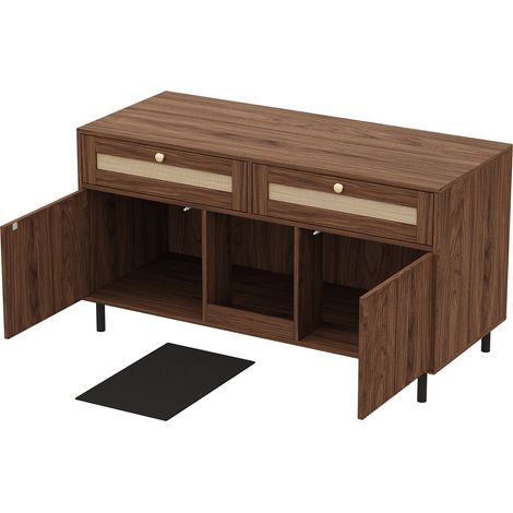 Katzenstreu-Schrank mit Streufangmatte, MDF in Nussbaumoptik, 120x50x65 cm (1/5)