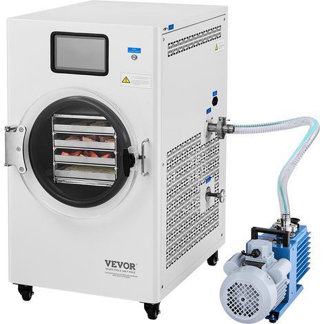 VEVOR Lyophilisateur sous Vide 4-6 kg/Lot, Machine de Lyophilisation Alimentaire a 4 Couches, Pompe a Vide, Minuterie et Controle de la Temperature Reglable , pour Fruits, Legumes, Viande, Blanc