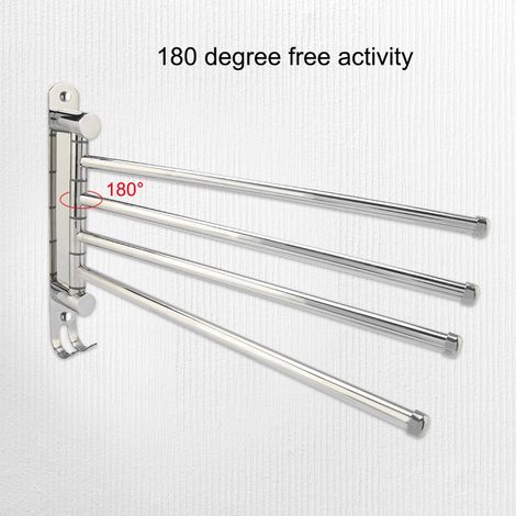 Porte-serviettes pivotant à 4 barres, support pour salle de bain et cuisine, acier inoxydable 304 (1/5)
