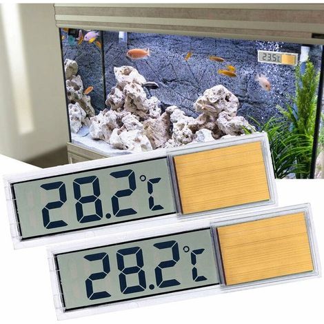 Thermomètre pour Aquarium, 2 Thermomètres pour Aquariums Numériques Haute Sensibilité, Deux Autocollants Latéraux, Précision Jusqu'à 0,1 Degré (Or) (1/5)