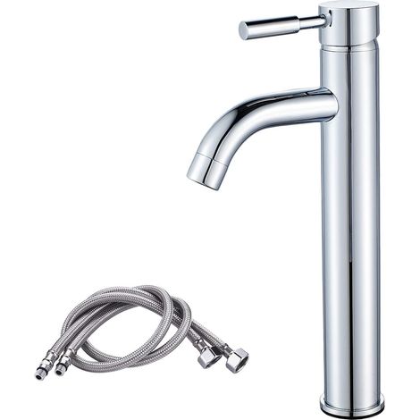 Mitigeur pour vasque, laiton, chromé, monocommande, surélevé (1/5)