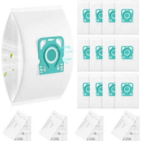 Lot de 12 sacs d'aspirateur pour aspirateurs HyClean Air TU, compatibles avec les aspirateurs Miele Guard L1 et S1, comprenant 4 filtres d'échappement AirClean. (1/5)