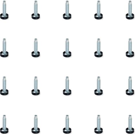 Emuca Lot von 20 Nivellierer für Möbel, Innenverstellung, M10, Durchmesser 23mm, Höhe 46mm, Stahl und Kunststoff