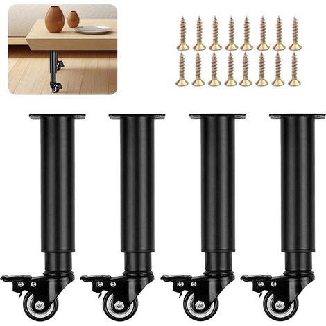4-teiliges Möbelbein-Set, verstellbare Tischbeine, höhenverstellbar von 31 bis 45 cm mit Lenkrollen (1/4)