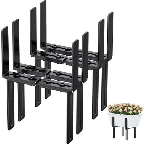 Lot de 4 supports de jardinière en forme de H, sans perçage, adaptés aux balustrades de balcon de 1,5 à 32 cm et aux jardinières de 15 à 23 cm, support pour jardinière de balcon, balustrade (1/5)