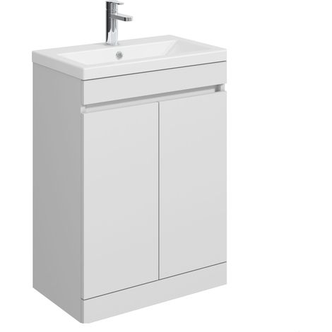 Balterley Tean 600mm Floor Standing 2 Door Compact Unit with Ceramic Basin - White