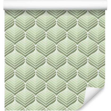 Papier peint à motif rétro vert pour salon et chambre 50x1000 cm (1/5)