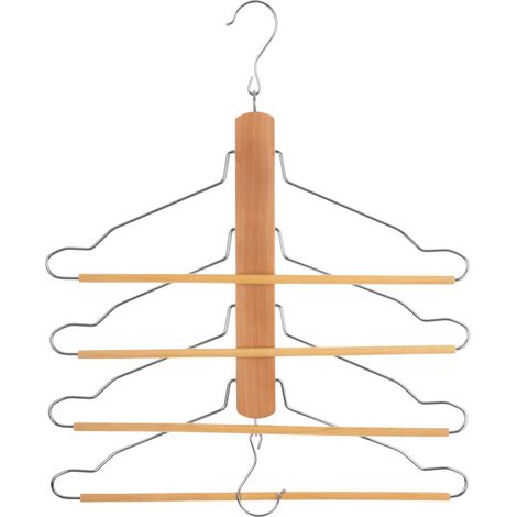 Cintre 4 pantalons ou chemises en bois et métal (1/2)